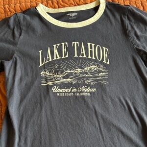 Old Navy Lake Tahoe Nature Tee - Dark Blue and White